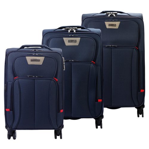 Pierre Cardin LEE02 3063 sötétkék 3 db-os bőrönd szett 56, 66, 77 cm