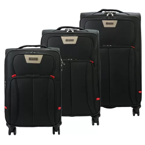 Pierre Cardin LEE02 3063 fekete 3 db-os bőrönd szett 56, 66, 77 cm