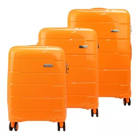   Pierre Cardin narancs polipropilén keményfalú bőrönd szett 52/62/72 cm
