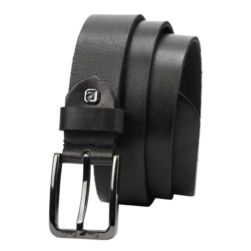 Pierre Cardin 5077 KAM02 fekete férfi marhabőr öv, farmeröv 125 x 3.5 cm