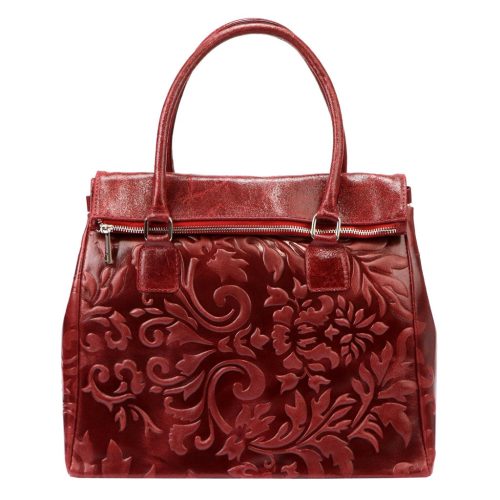Luka 20-054 bordó női bőr shopper táska, válltáska 37 x 30 x 15 cm 