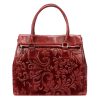 Luka 20-054 bordó női bőr shopper táska, válltáska 37 x 30 x 15 cm 