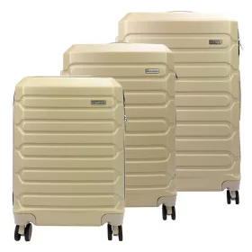   Pierre Cardin bézs abs 3 részes kemény fedeles bőrönd szett 53/65/72 cm
