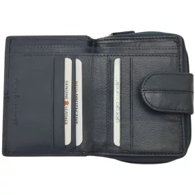   Giorgio Carelli női kék bőr átfogópántos pénztárca RFID védelemmel, 12 x 9 cm