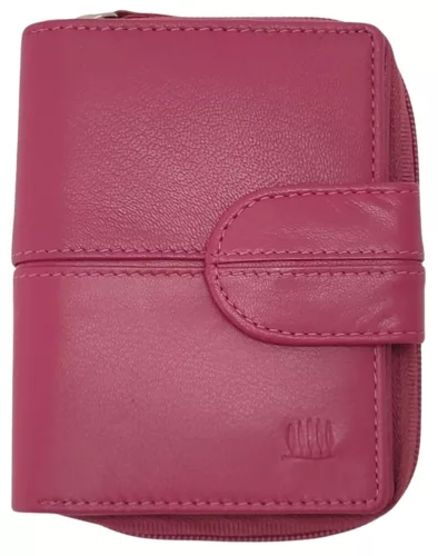 Giorgio Carelli női magenta bőr átfogópántos pénztárca RFID védelemmel, 12 x 9 cm