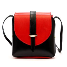   Gregorio 1717-2 fekete-piros női bőr válltáska 16 x 18 x 9 cm