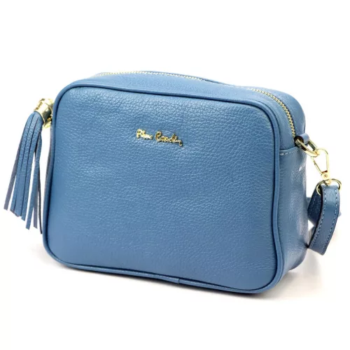 Pierre Cardin FRZ 1501 kék női bőr válltáska, oldaltáska, crossbody 21 x 16 x 8 cm