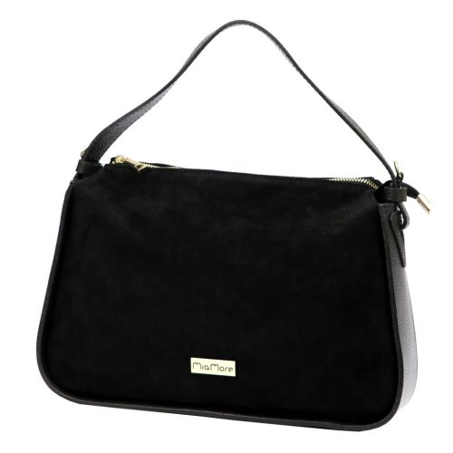 MiaMore 01-066 fekete női bőr kézitáska, válltáska 34 x 23 x 10 cm