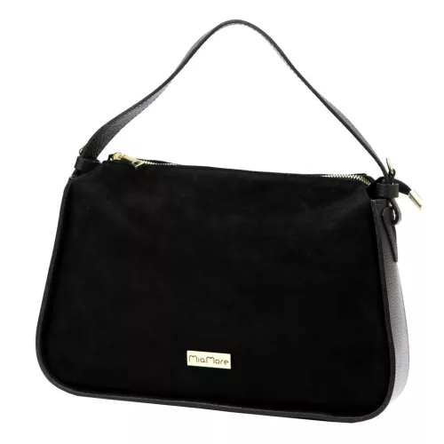 MiaMore 01-066 fekete női bőr kézitáska, válltáska 34 x 23 x 10 cm