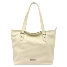   MiaMore 01-058 bézs női bőr válltáska, shopper 40 x 30 x 12 cm