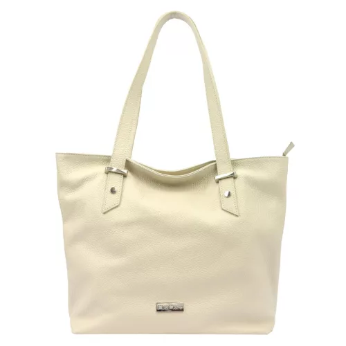 MiaMore 01-058 bézs női bőr válltáska, shopper 40 x 30 x 12 cm