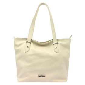   MiaMore 01-058 bézs női bőr válltáska, shopper 40 x 30 x 12 cm