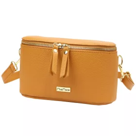   MiaMore 01-001 GOLD világosbarna női bőr oldaltáska, crossbody 22 x 13 x 7 cm