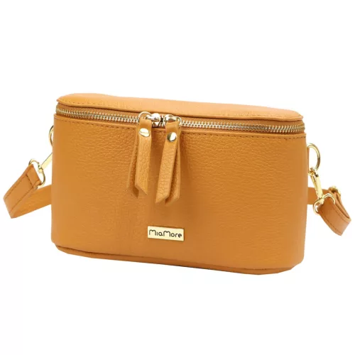 MiaMore 01-001 GOLD világosbarna női bőr oldaltáska, crossbody 22 x 13 x 7 cm