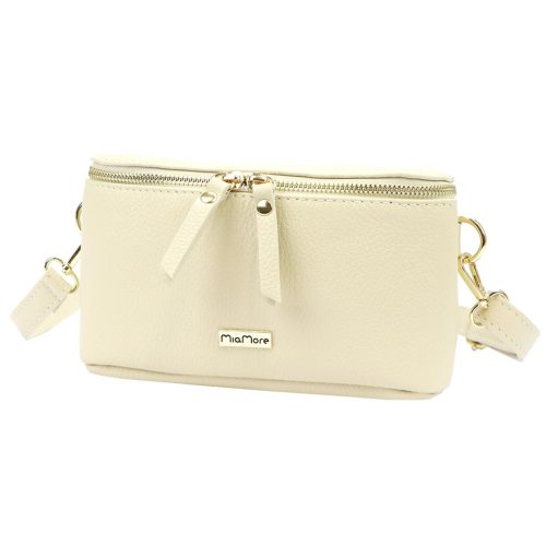 MiaMore 01-001 GOLD krém női bőr oldaltáska, crossbody 22 x 13 x 7 cm