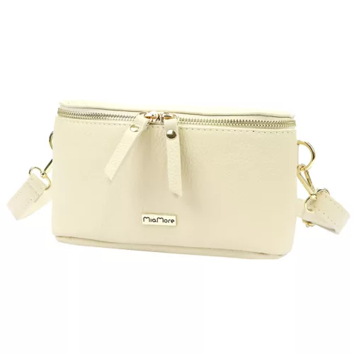 MiaMore 01-001 GOLD krém női bőr oldaltáska, crossbody 22 x 13 x 7 cm