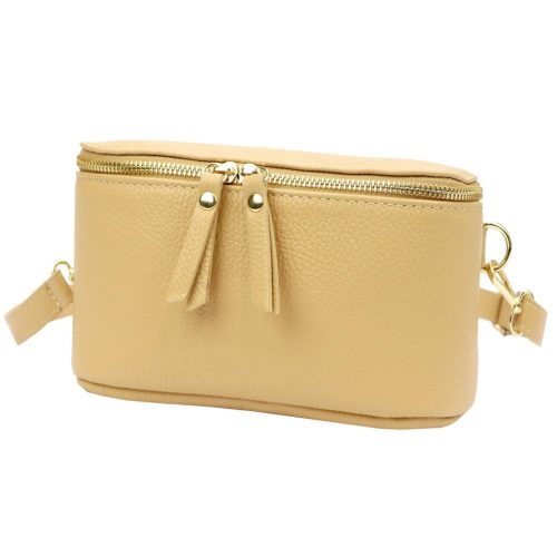 Luka 01-001 GOLD homok női bőr oldaltáska, crossbody 22 x 13 x 7 cm