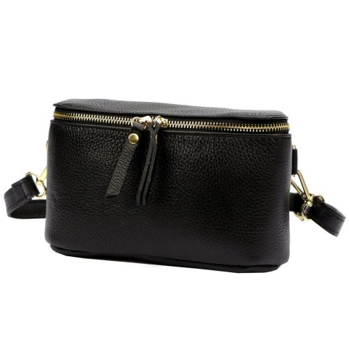 Luka 01-001 GOLD fekete női bőr oldaltáska, crossbody 22 x 13 x 7 cm