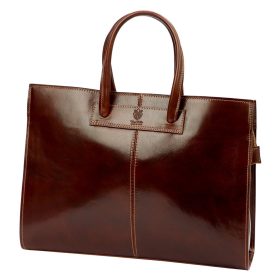   Florence 1027 barna olasz bőr női aktatáska 40 x 30 x 12 cm