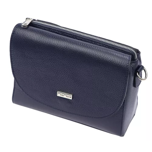 MiaMore 01-067 navy női bőr válltáska, oldaltáska 23 x 19 x 9 cm