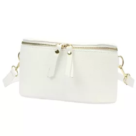   Luka 01-001 GOLD fehér női bőr oldaltáska, crossbody 22 x 13 x 7 cm