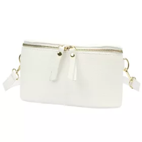   Luka 01-001 GOLD fehér női bőr oldaltáska, crossbody 22 x 13 x 7 cm