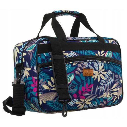 Rovicky R-TL15608 kék levél mintás Wizz Air, Ryanair kabintáska, utazótáska 40 x 25 x 20 cm