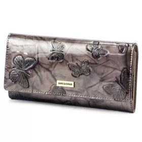   Gregorio BTS-100 szürke pillangó mintás női bőr pénztárca 18.5 x 9.5 x 3.5 cm