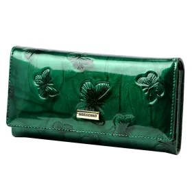  Gregorio BTS-100 zöld pillangó mintás női bőr pénztárca 18.5 x 9.5 x 3.5 cm