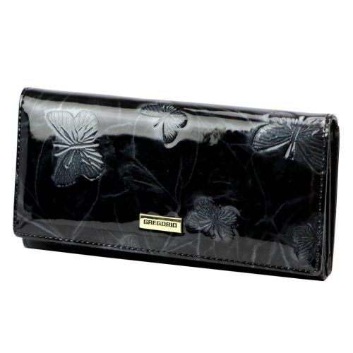 Gregorio BTS-102 fekete pillangó mintás női bőr pénztárca 18.5 x 9.5 x 3.5 cm
