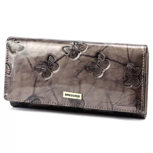 Gregorio BTS-102 szürke pillangó mintás női bőr pénztárca 18.5 x 9.5 x 3.5 cm