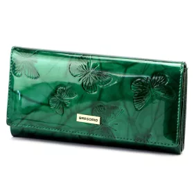   Gregorio BTS-102 zöld pillangó mintás női bőr pénztárca 18.5 x 9.5 x 3.5 cm