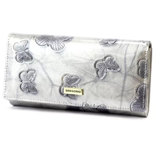 Gregorio BTS-102 krém pillangó mintás női bőr pénztárca 18.5 x 9.5 x 3.5 cm