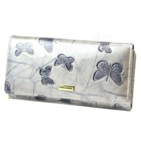   Gregorio nagyméretű, mintás fekete szürke női bőr-rostbőr pénztárca 19,5 × 10 cm