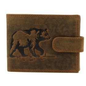  Nordee L895-BEAR barna medve nyomatos vadász bőr pénztárca