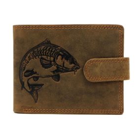   Nordee L895-FISH barna ponty nyomatos horgász bőr pénztárca