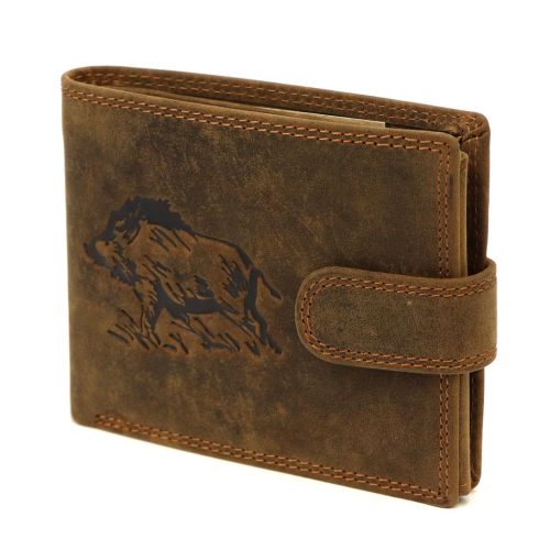 Nordee L895-PIG barna vaddisznó mintás vadász bőr pénztárca 13,3 × 10 × 2,5 cm