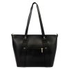 Luka 24-021 fekete női bőr válltáska, shopper 39 x 27 x 10 cm