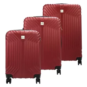   Pierre Cardin ISTANBUL MED10 x3 Z bordó ABS keményfalú 3 részes bőrönd szett 55/65/75 cm