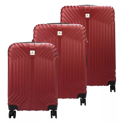 Pierre Cardin ISTANBUL MED10 x3 Z bordó ABS keményfalú 3 részes bőrönd szett 55/65/75 cm