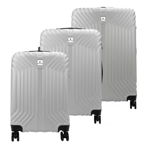Pierre Cardin ISTANBUL MED10 x3 Z ezüst ABS keményfalú 3 részes bőrönd szett 55/65/75 cm