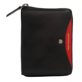   Peterson PTN 340.01 fekete-piros férfi bőr pénztárca 12,5 × 9,5 cm