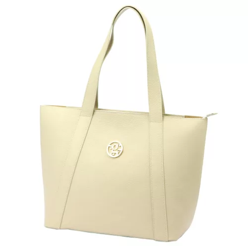 Gregorio 1731 krém színű női bőr válltáska, shopper 43 x 31 x 15 cm