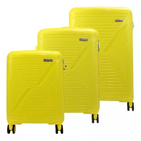   Pierre Cardin sárga ABS keményfalú 3 részes bőrönd szett 55/67/77 cm