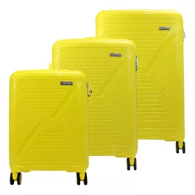   Pierre Cardin sárga ABS keményfalú 3 részes bőrönd szett 55/67/77 cm