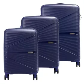   Pierre Cardin sötétkék keményfalú 3 db-os bőrönd szett 55/65/75 cm