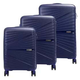   Pierre Cardin sötétkék keményfalú 3 db-os bőrönd szett 55/65/75 cm