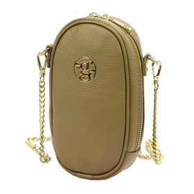   Gregorio 1734 sötétbézs női bőr mobiltartó, partytáska, válltáska 12 x 20 x 6 cm