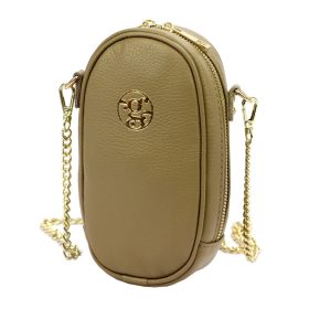   Gregorio 1734 sötétbézs női bőr mobiltartó, partytáska, válltáska 12 x 20 x 6 cm