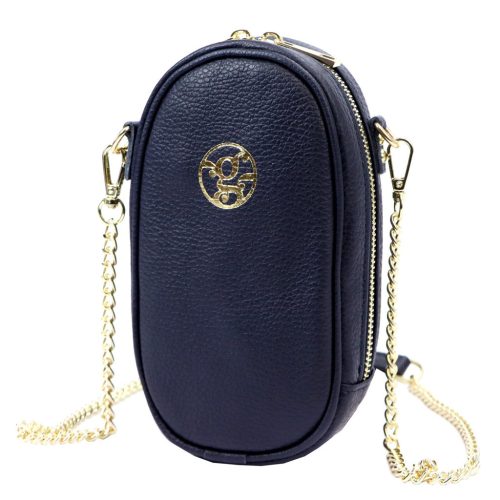 Gregorio 1734 navy kék női bőr mobiltartó partytáska, válltáska 12 x 20 x 6 cm